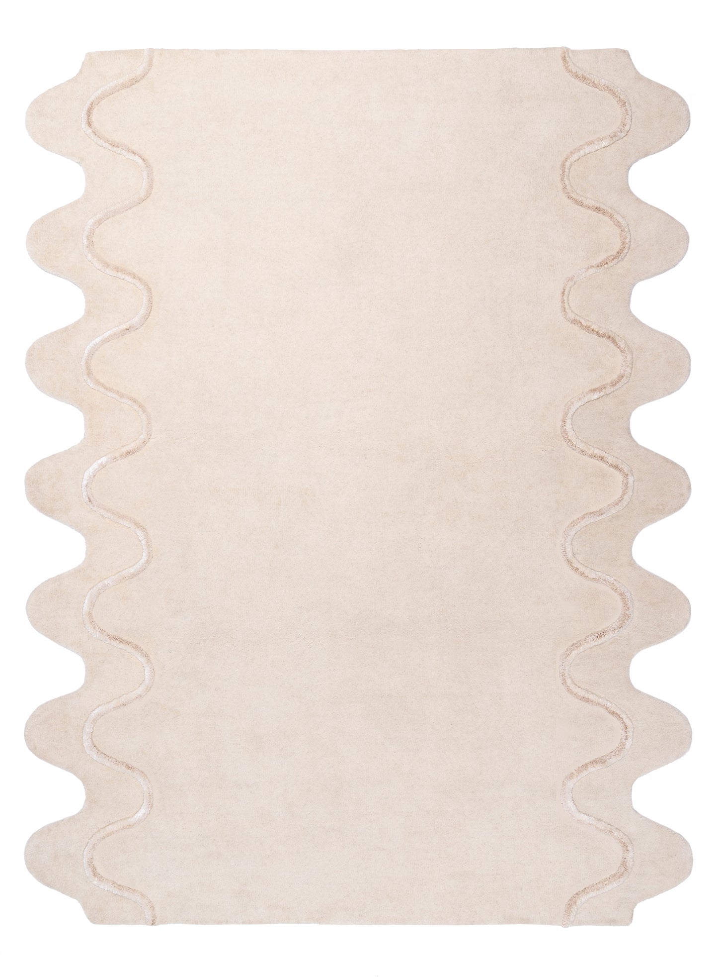 Tippy Cream Scalloped Handmade Wool Rug