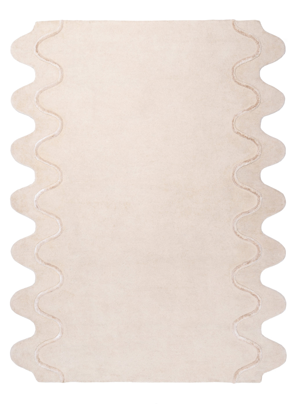 Tippy Cream Scalloped Handmade Wool Rug