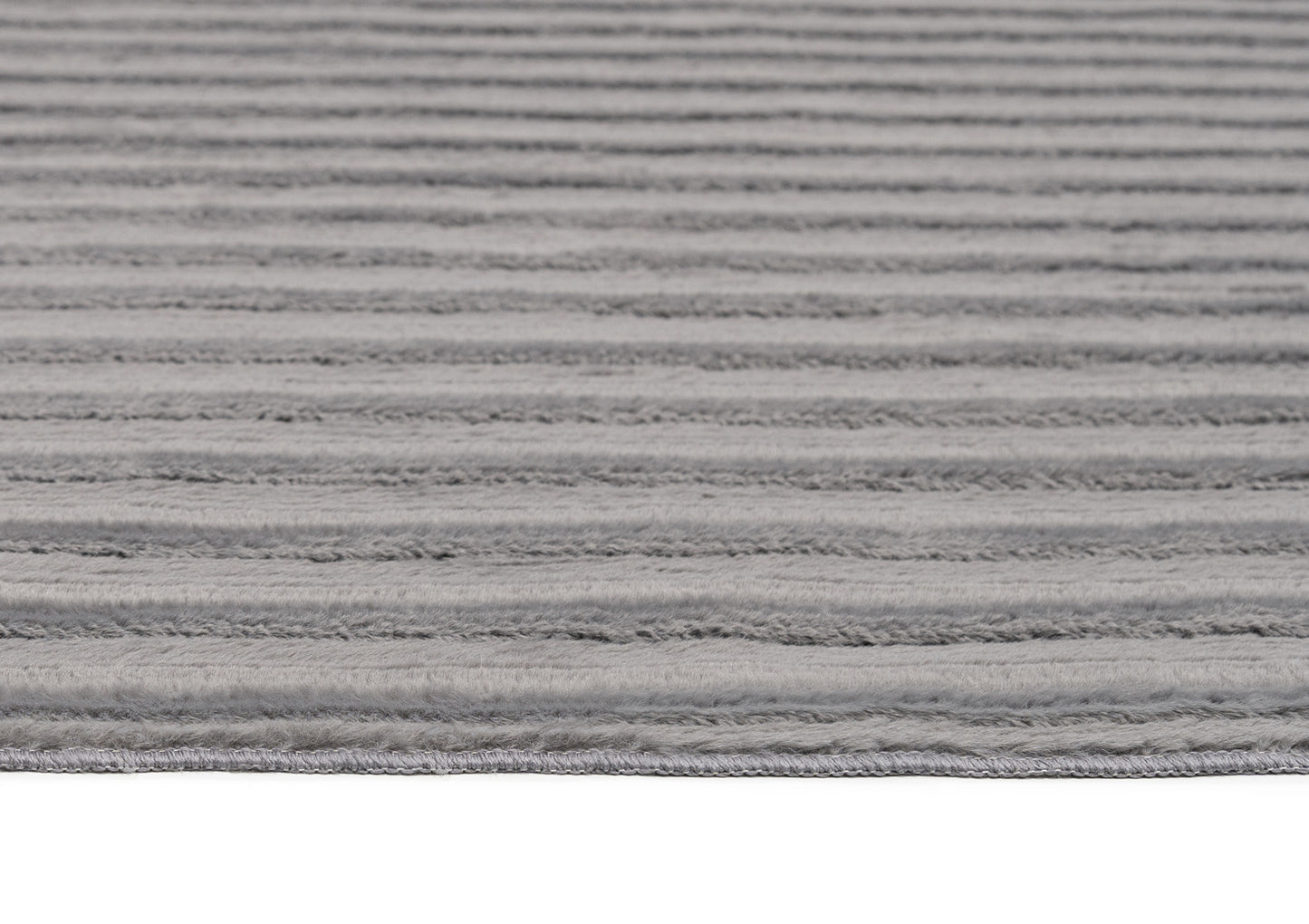 Tonca Grey Striped Washable Faux Fur Rug