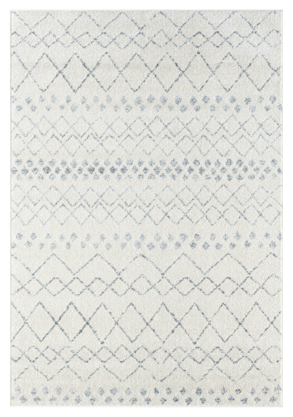 Toni Ivory and Grey Tribal Diamond Rug