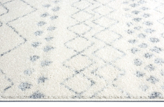 Toni Ivory and Grey Tribal Diamond Rug
