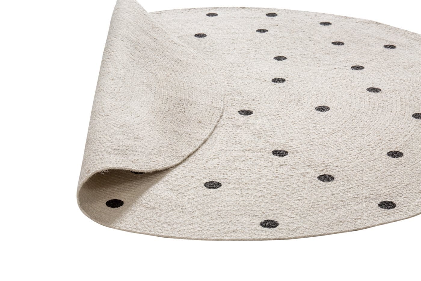 Totit Beige and Black Spotted Round Jute Rug