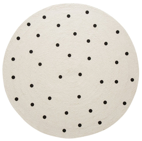 Totit Beige and Black Spotted Round Jute Rug *NO RETURNS UNLESS FAULTY
