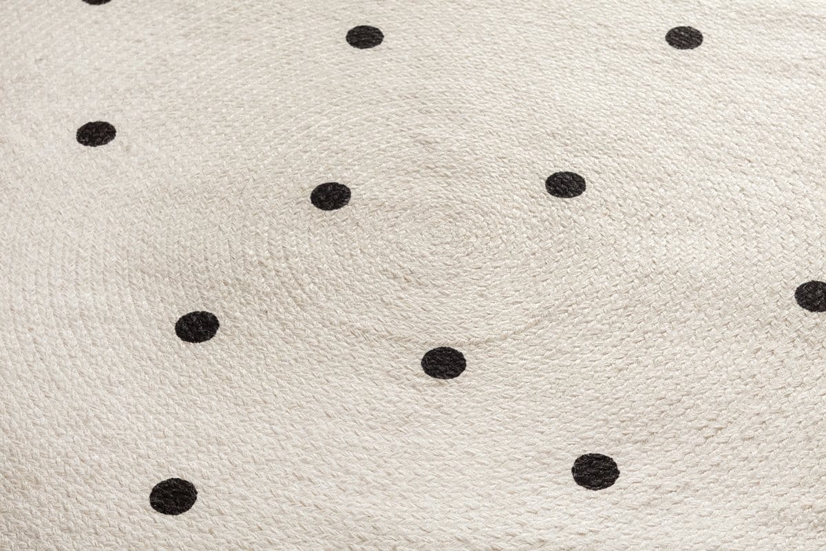 Totit Beige and Black Spotted Round Jute Rug