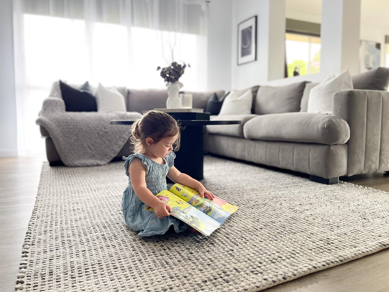 Vaasa Marbled Grey Chunky Wool Rug