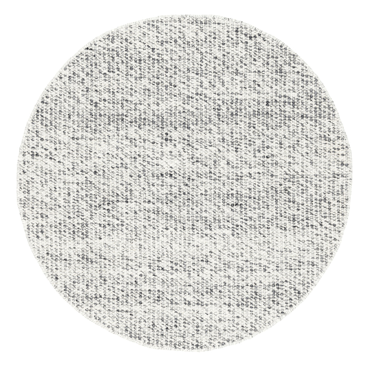 Round Grey Rug Wool Vaasa Marbled Grey Chunky Wool Round Rug