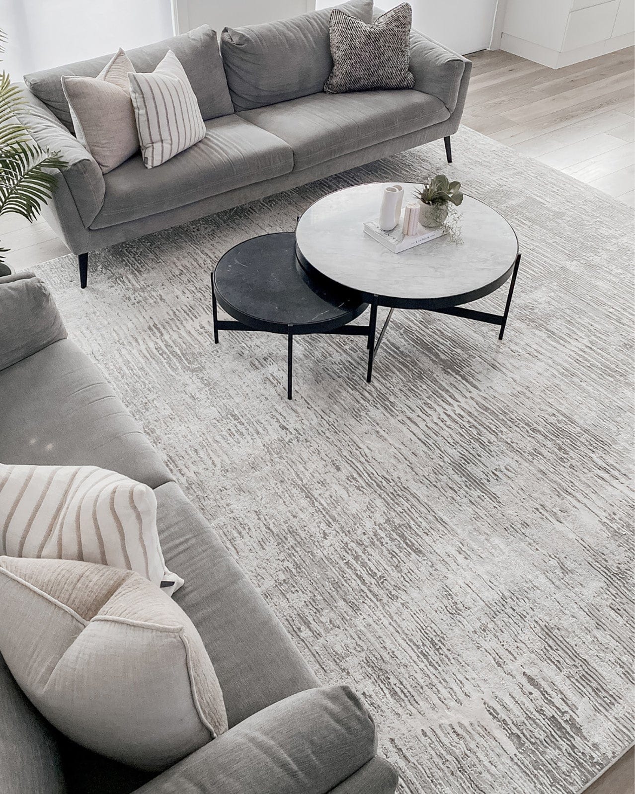 Valerie Ivory and Grey Distressed Tribal Rug