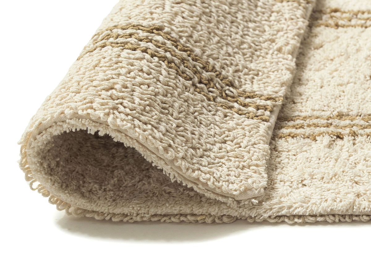 Vania Cream and Beige Stripe Cotton Bath Mat