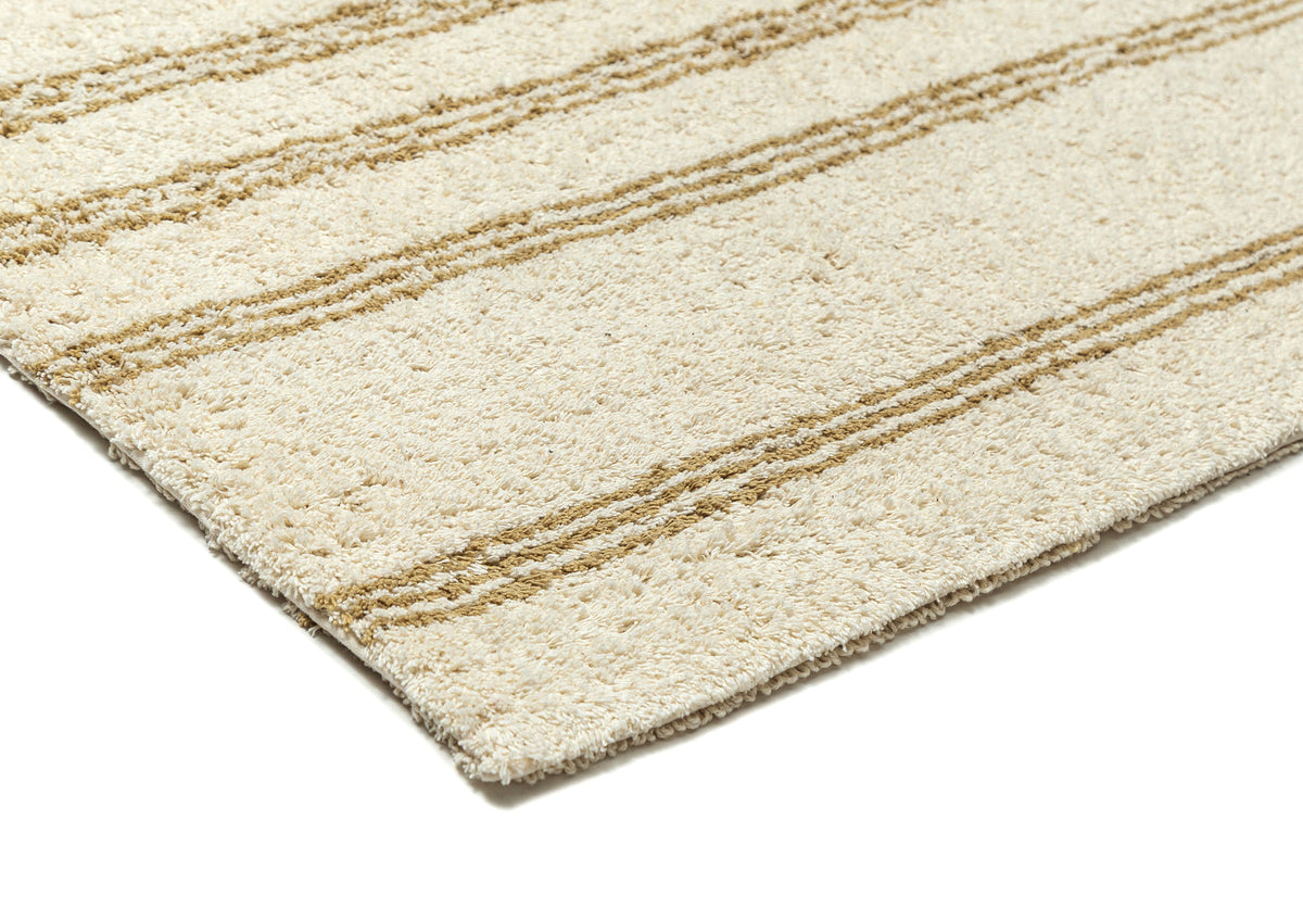 Vania Cream and Beige Stripe Cotton Bath Mat