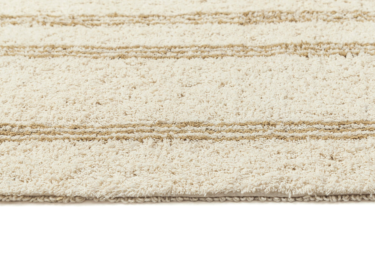Vania Cream and Beige Stripe Cotton Bath Mat