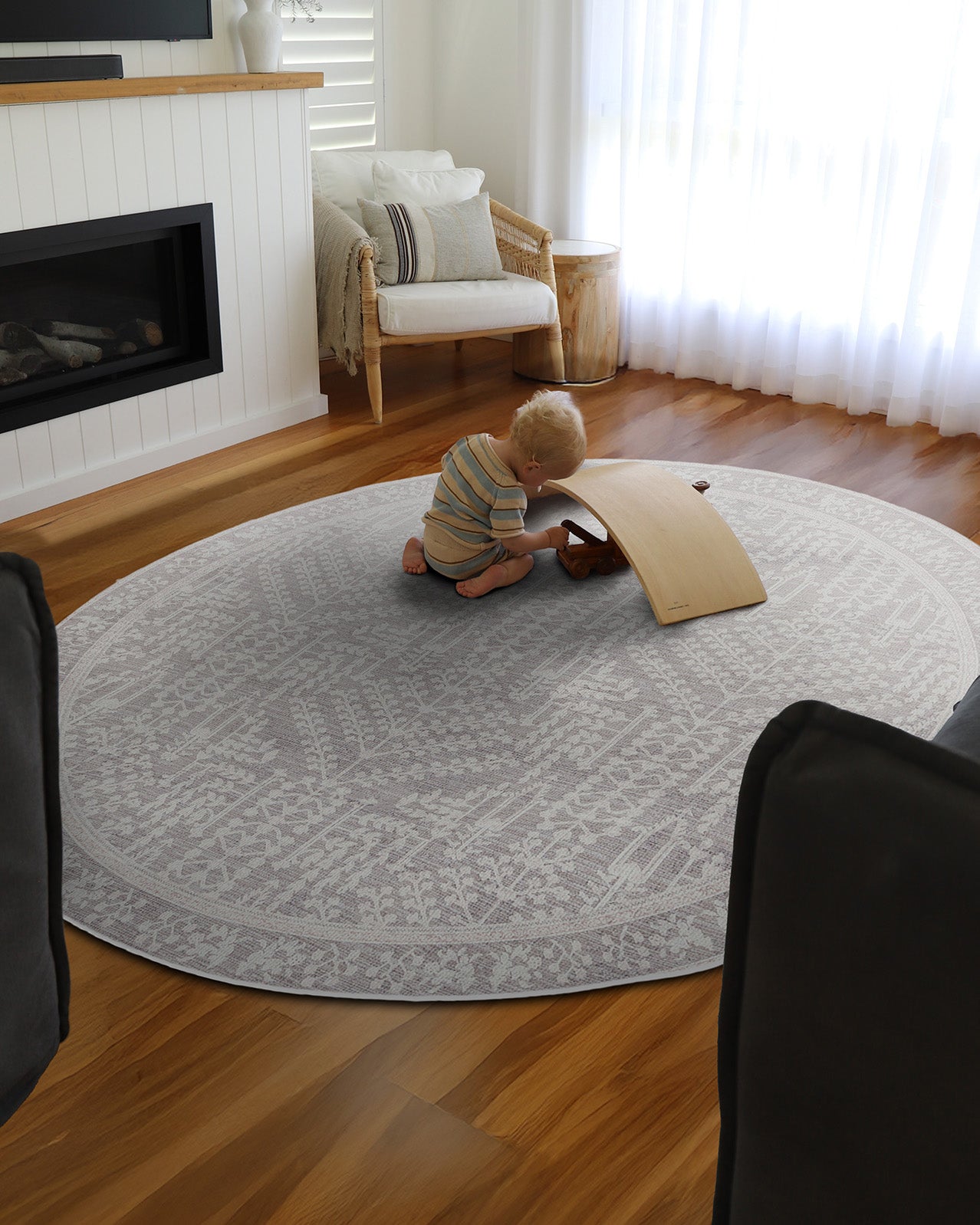 Vela Brown Grey Plush Rollie Pollie Round Playmat