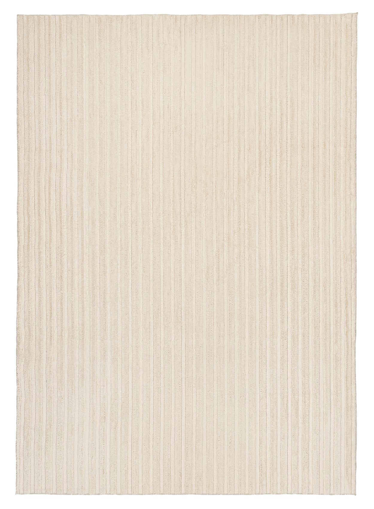 Veluz Cream Striped Washable Faux Fur Rug