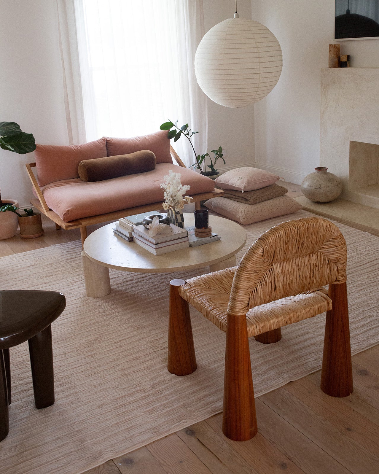 Veluz Cream Striped Washable Faux Fur Rug