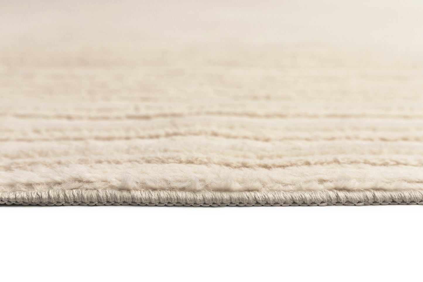 Veluz Cream Striped Washable Faux Fur Rug