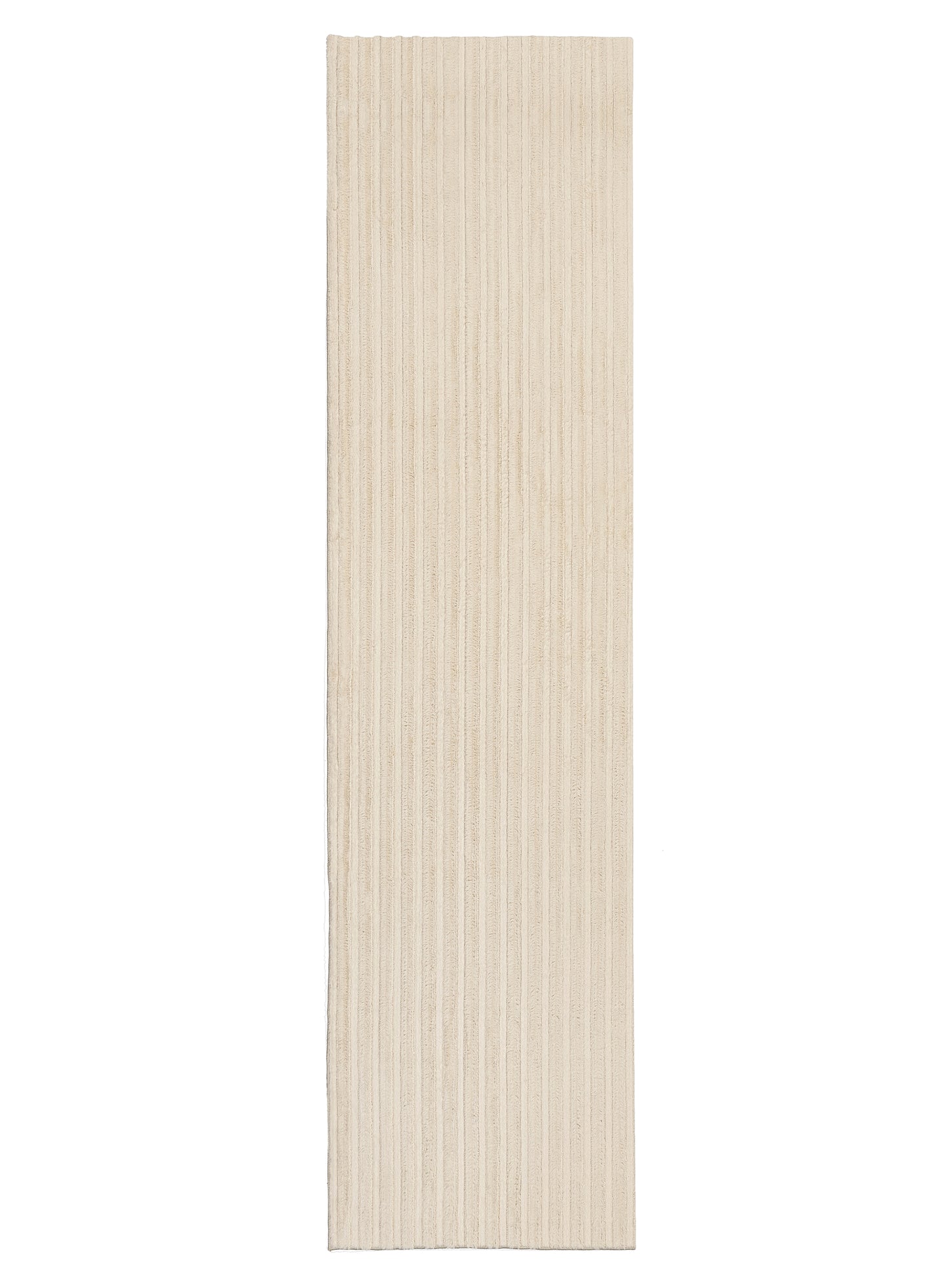 Veluz Cream Striped Washable Faux Fur Runner Rug