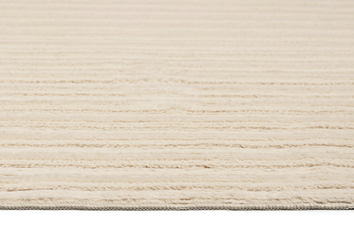 Veluz Cream Striped Washable Faux Fur Rug