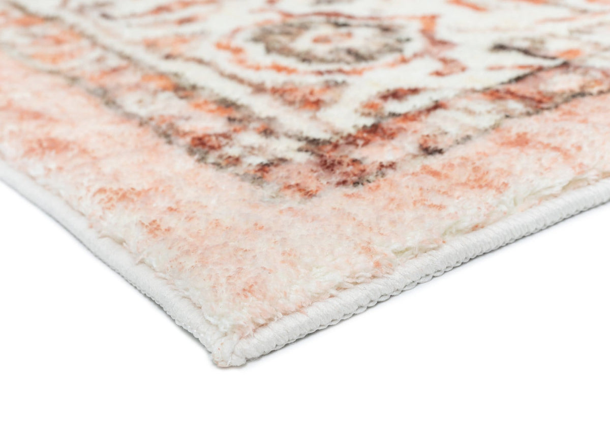 Veronique Rug Veronique Peach and Brown Distressed Washable Rug