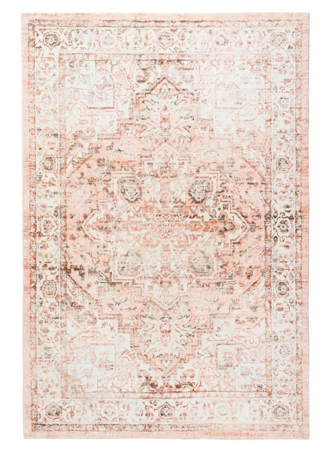 Veronique Peach and Brown Distressed Washable Rug