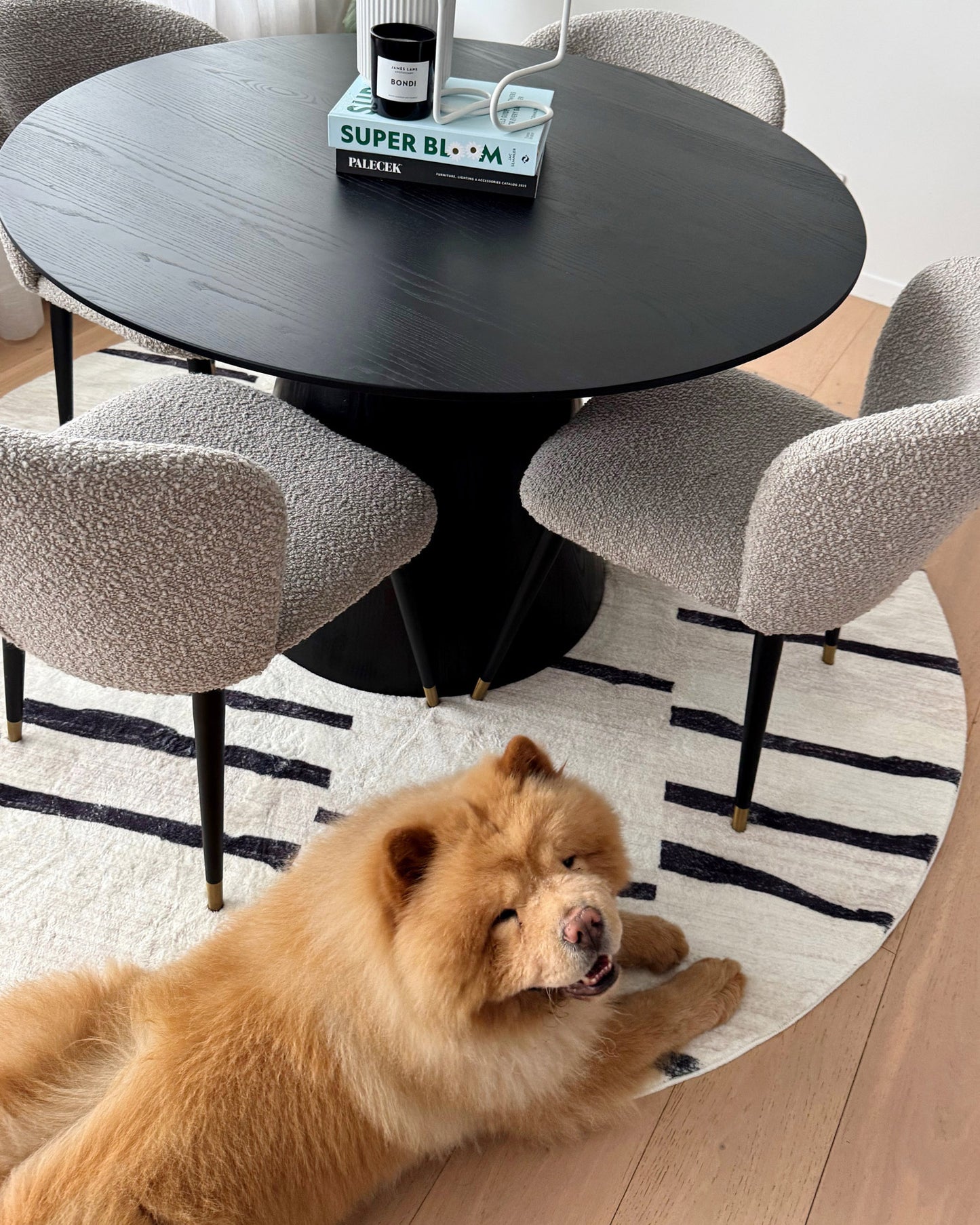 Vesper Black and Ivory Tribal Washable Round Rug