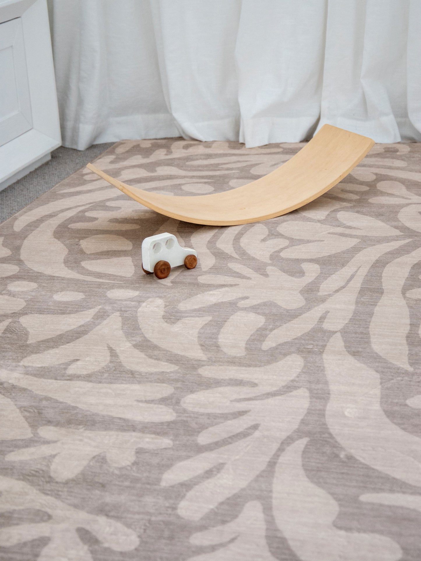 Viki Grey Beige Leaves Rollie Pollie Playmat