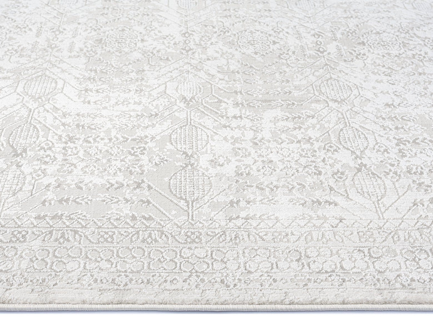 Wilamina Grey and Ivory Distressed Floral Rug
