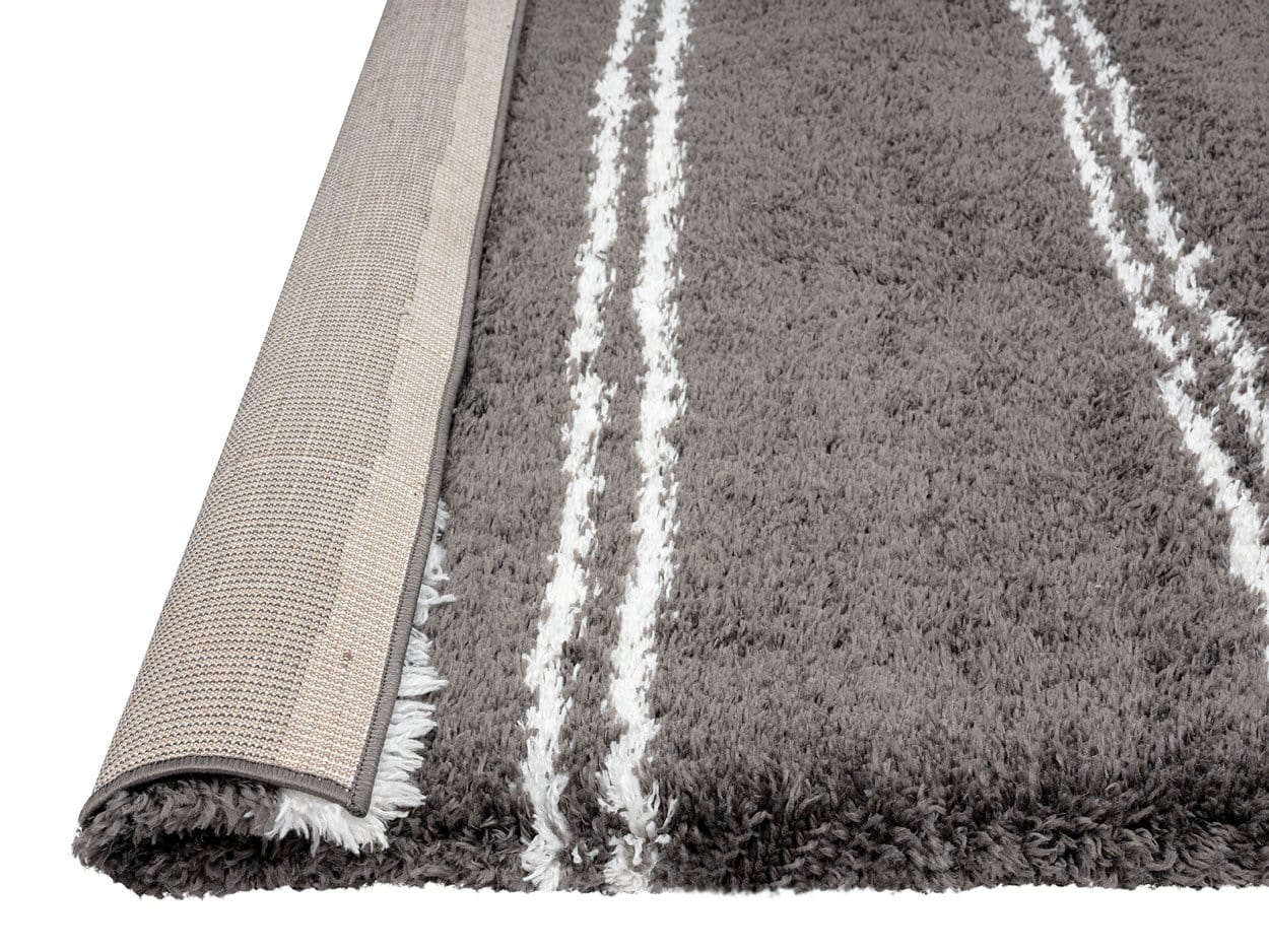 Yara Charcoal Grey And Ivory Shag Indoor Mat