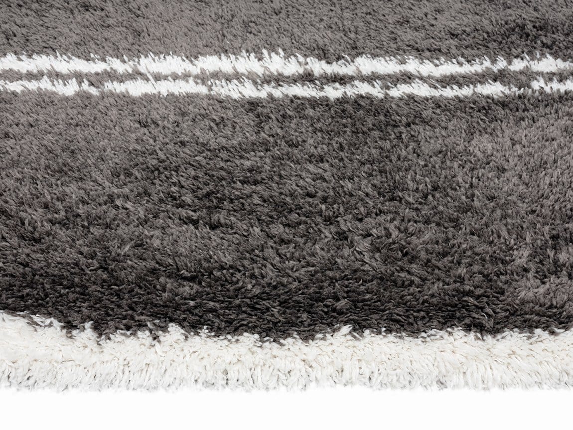 Yara Charcoal Grey And Ivory Shag Indoor Mat