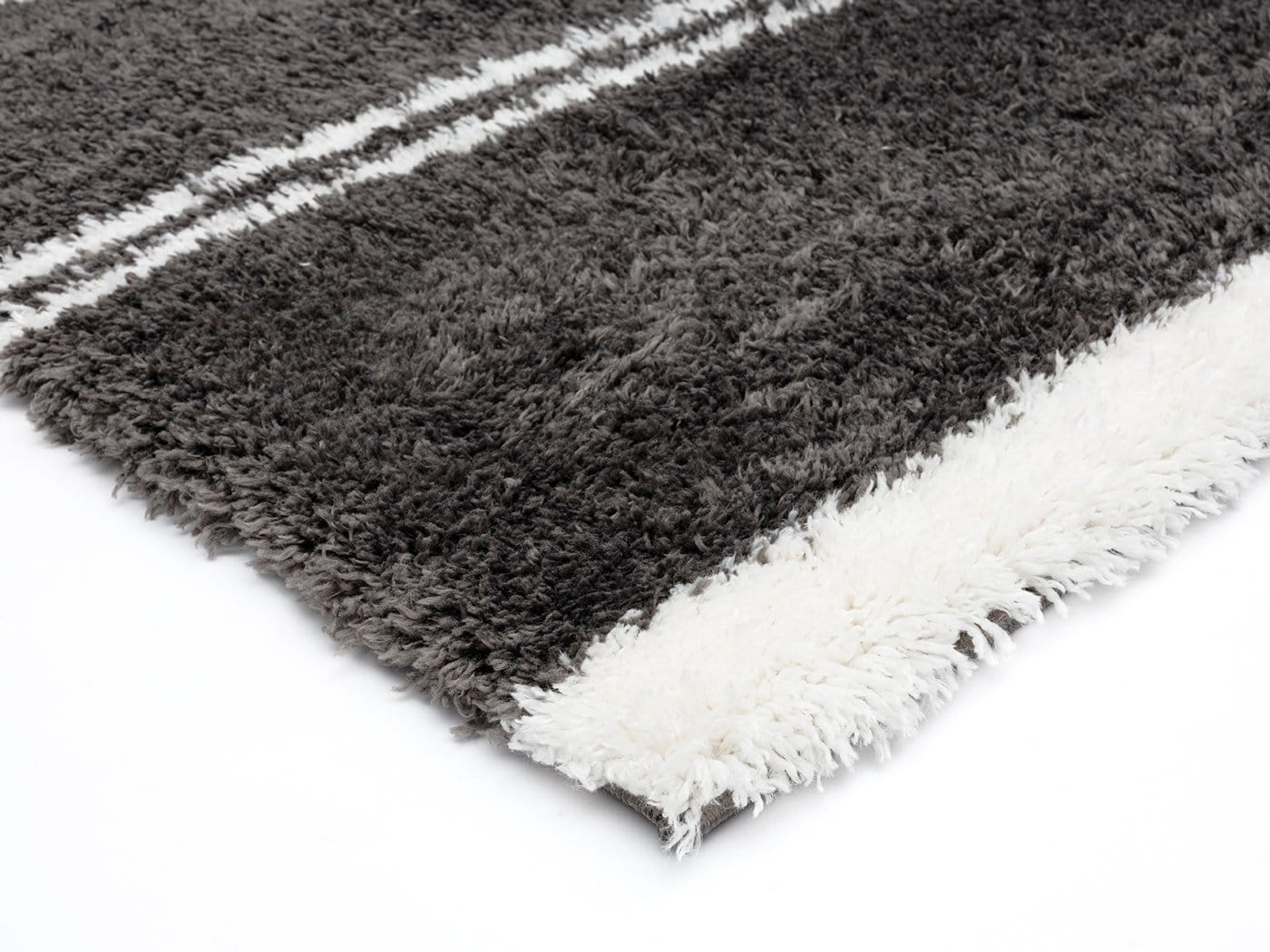 Yara Charcoal Grey And Ivory Shag Indoor Mat