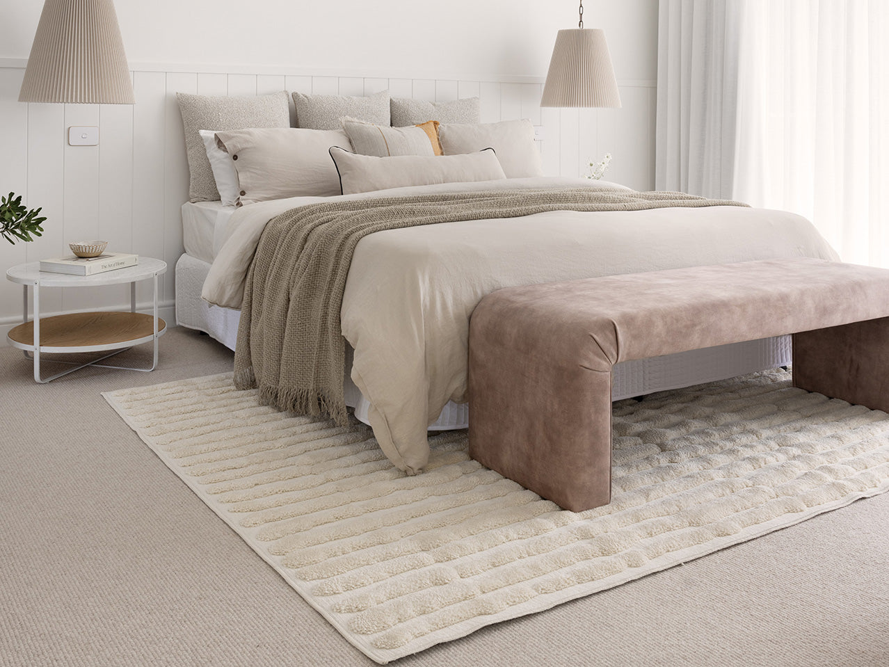 Yoanna Ivory Abstract Striped Rug