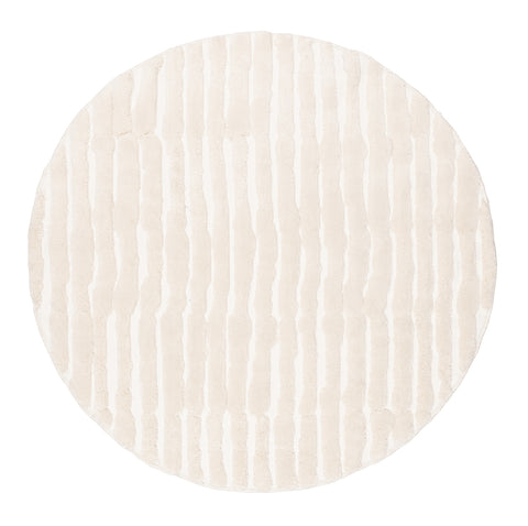 Yoanna Ivory Abstract Striped Round Rug