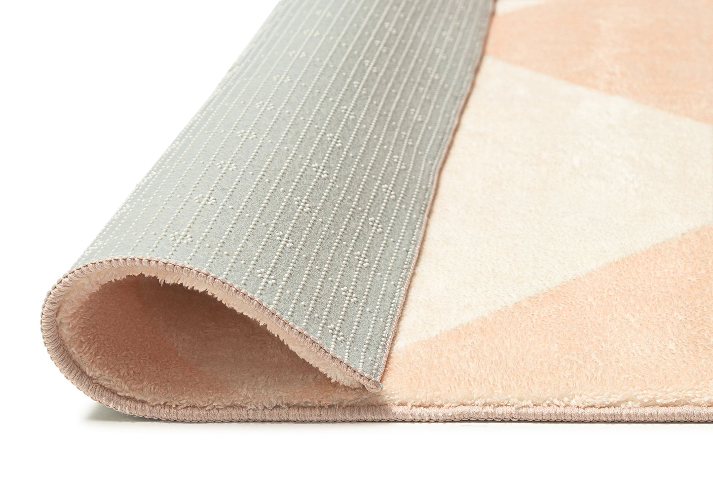 Yumi Peach Cream Checkered Washable Rug