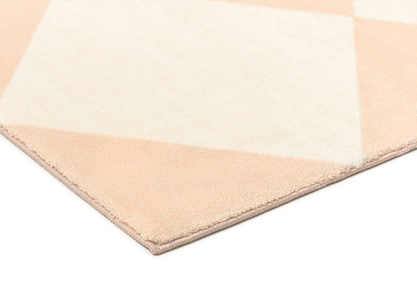 Yumi Peach Cream Checkered Washable Rug