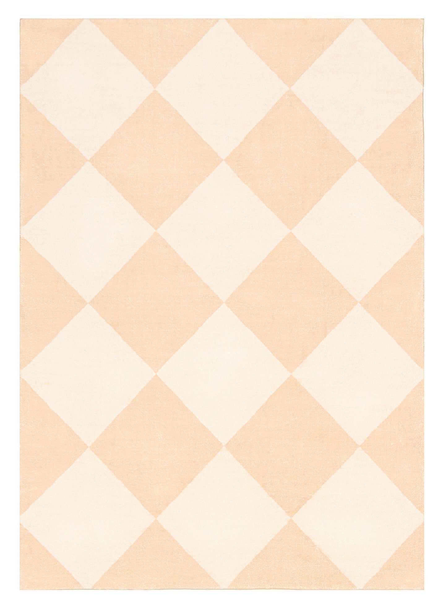 Yumi Peach Cream Checkered Washable Rug