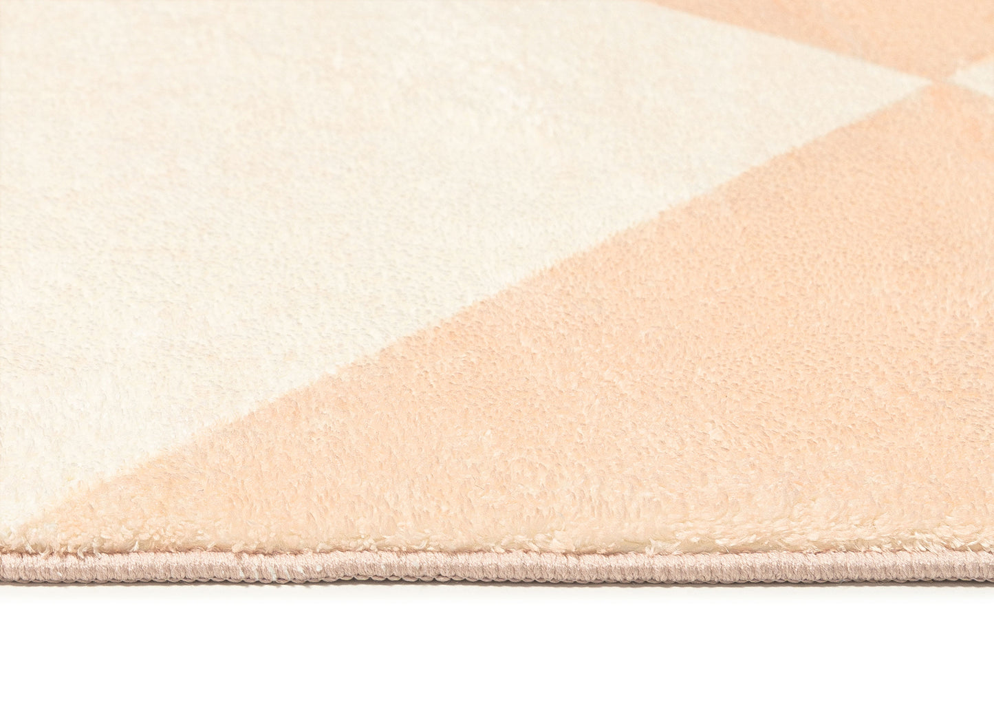 Yumi Peach Cream Checkered Washable Rug