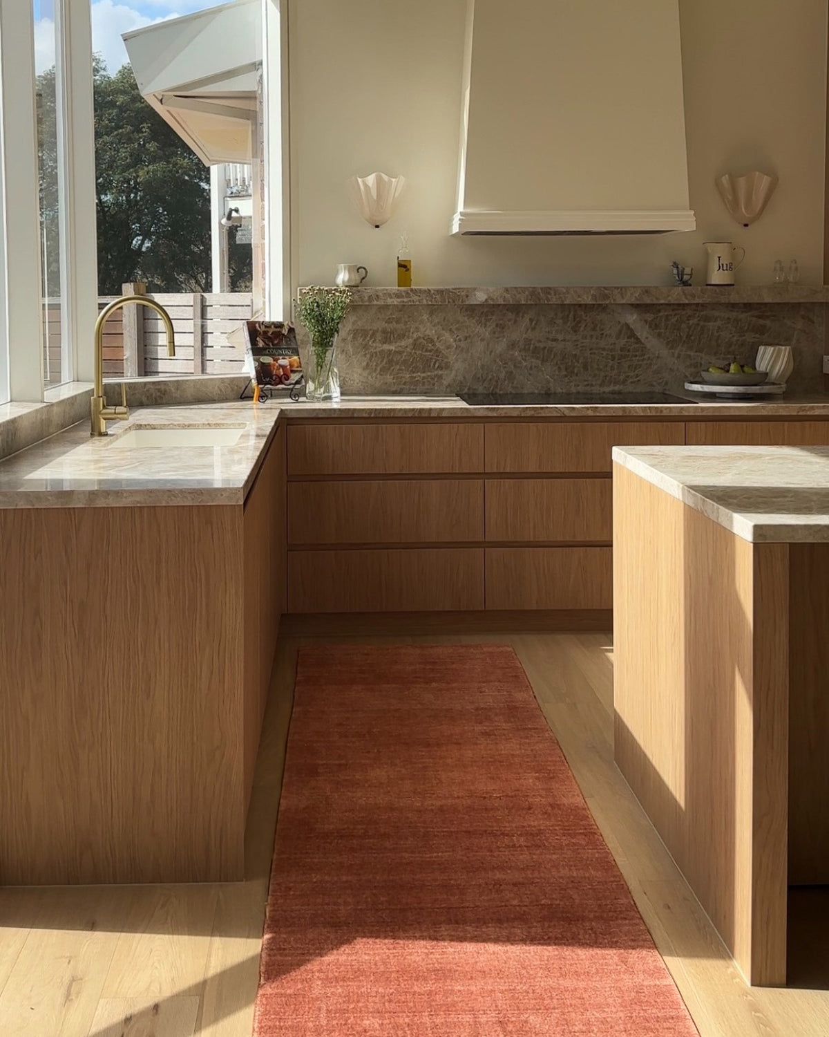 Yves Terracotta Sunset Minimal Washable Runner Rug
