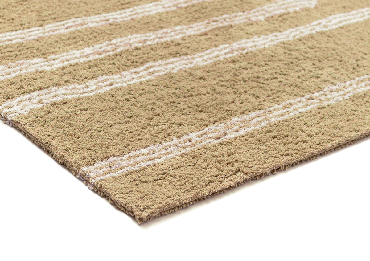 Zaina Beige and Cream Stripe Cotton Bath Mat