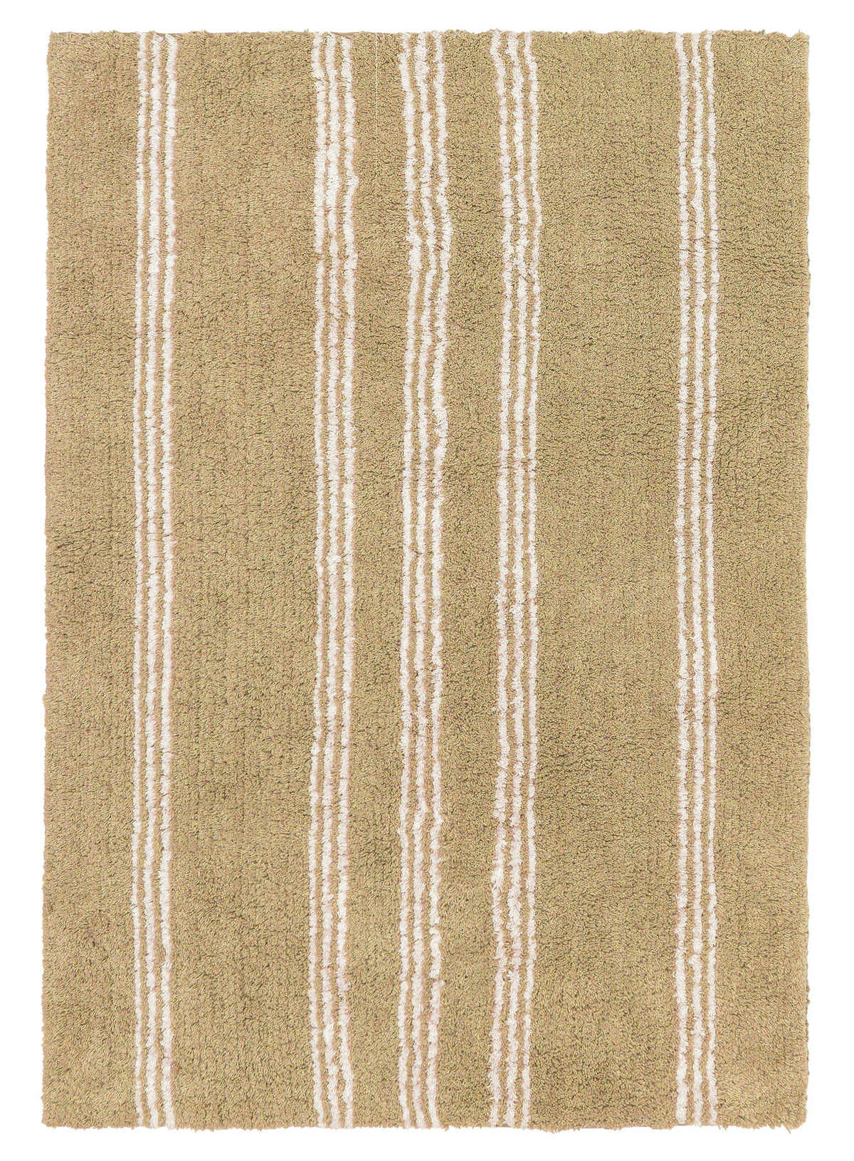 Zaina Beige and Cream Stripe Cotton Bath Mat