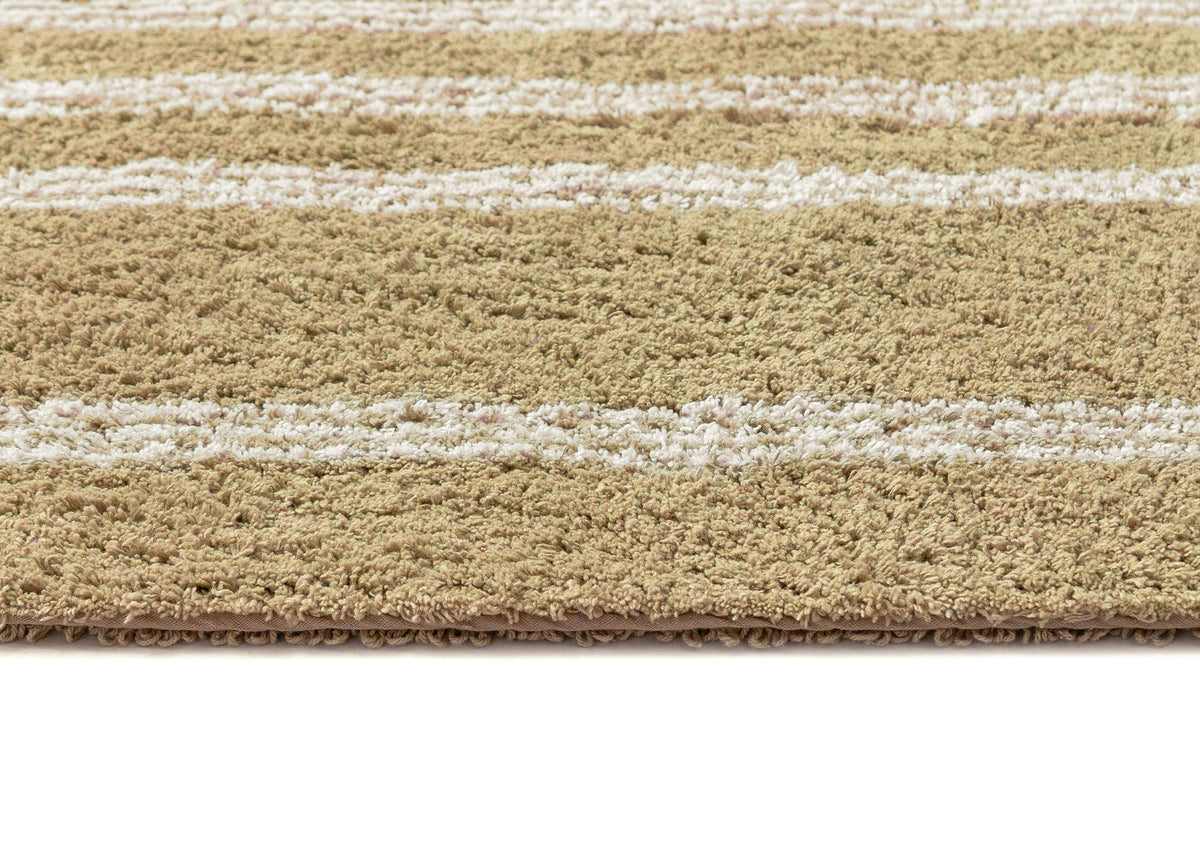 Zaina Beige and Cream Stripe Cotton Bath Mat