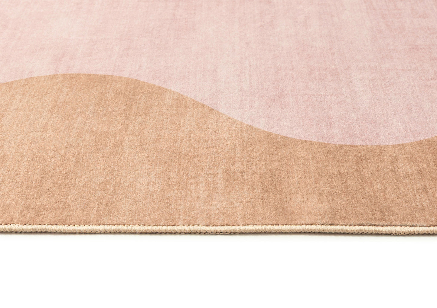 Zamora Beige and Pink Wave Washable Rug