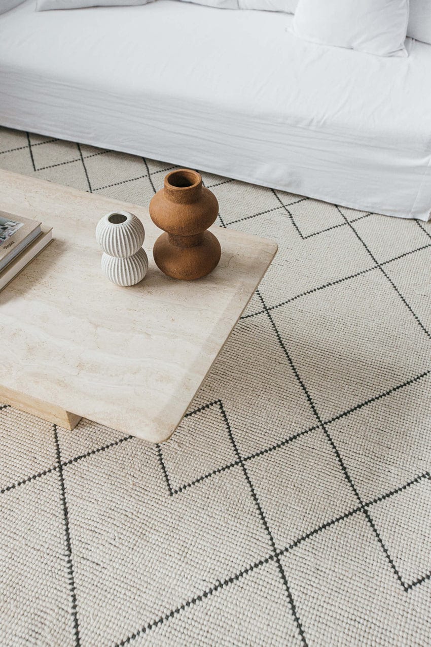 Zane Ivory Tribal Pattern Wool Rug