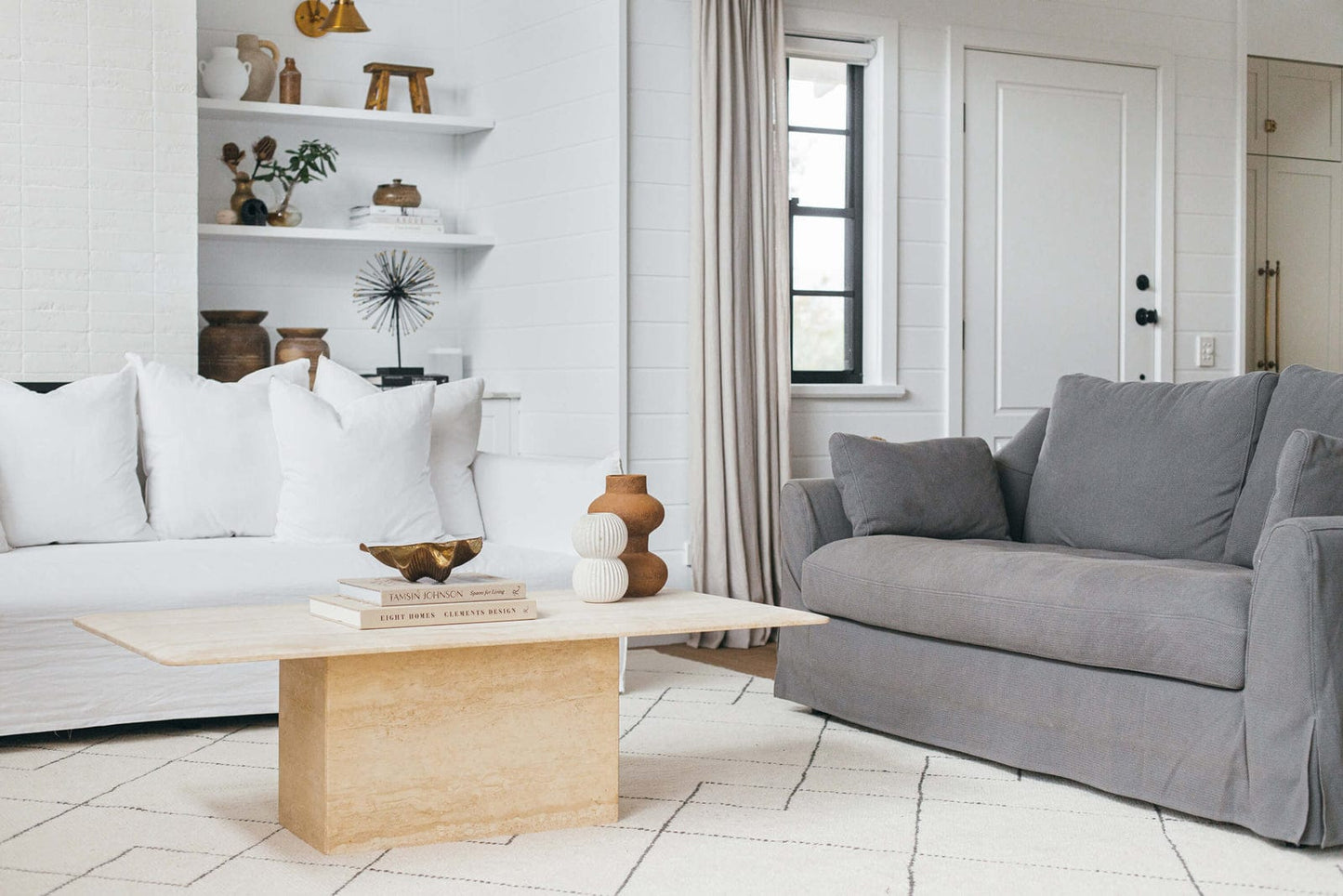 Zane Ivory Tribal Pattern Wool Rug