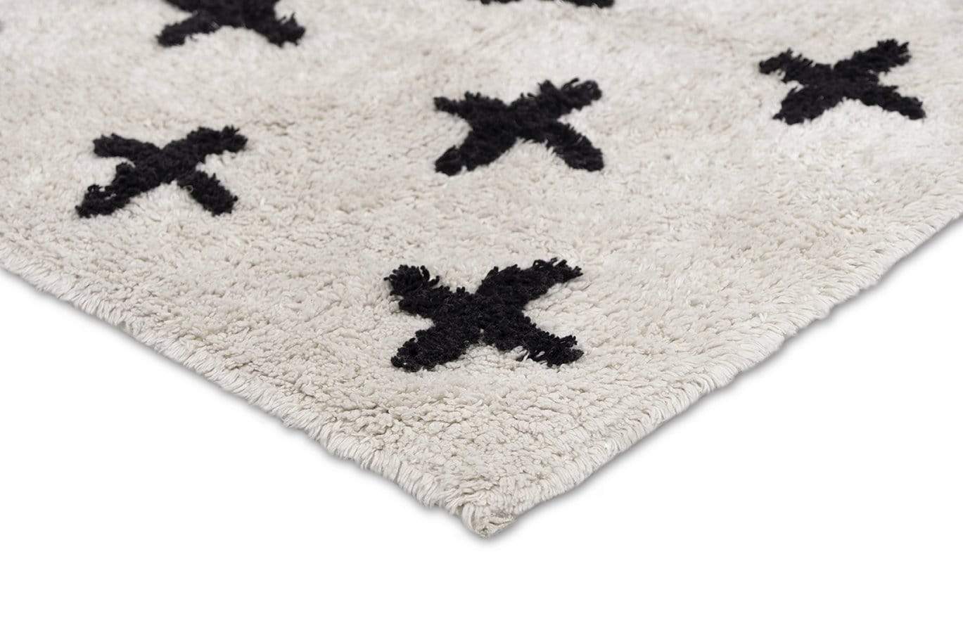 Zelia Black and Ivory Minimal Washable Berber Bath Mat