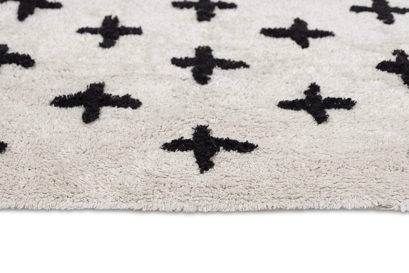 Zelia Black and Ivory Minimal Washable Berber Bath Mat