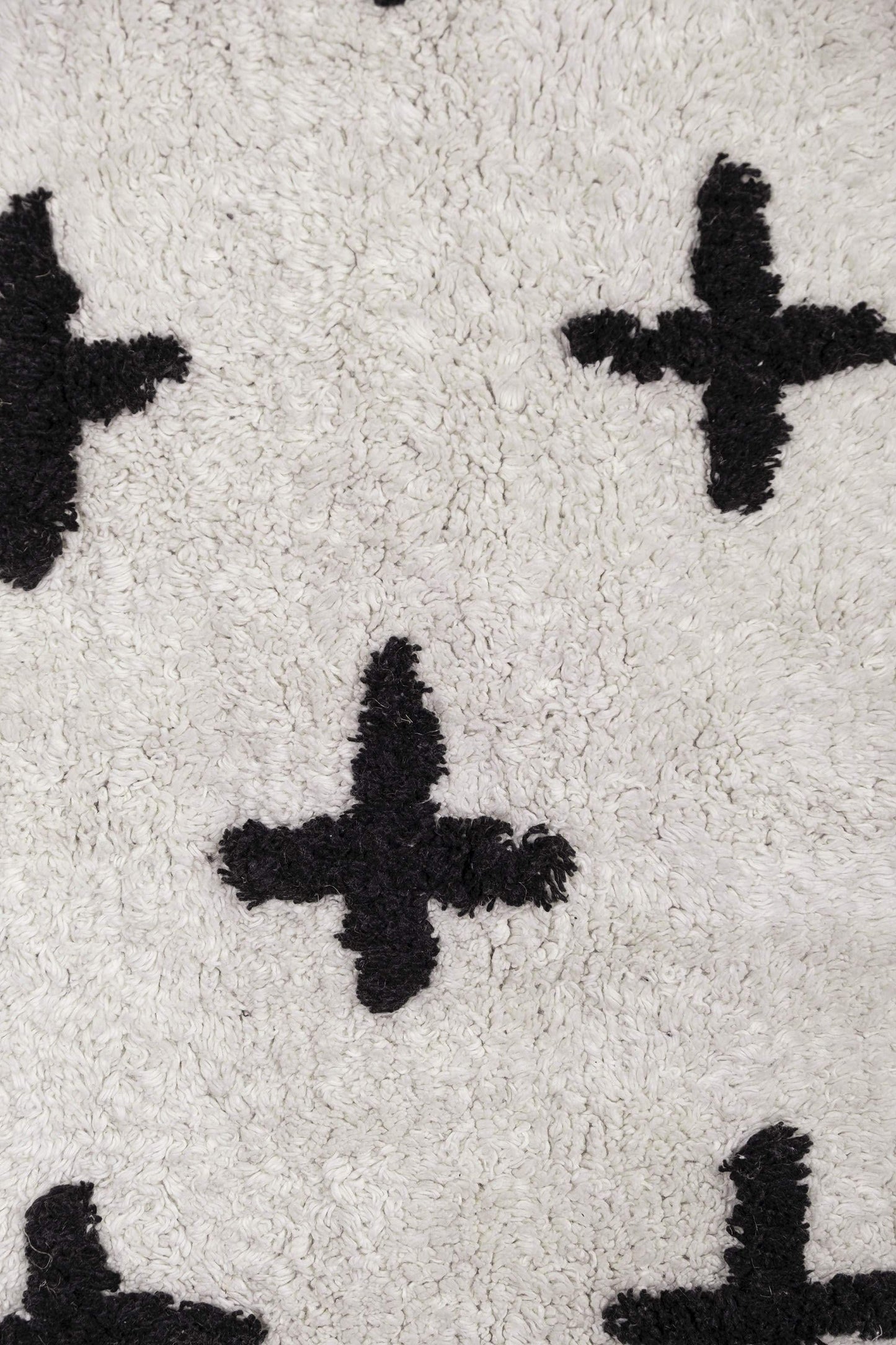 Zelia Black and Ivory Minimal Washable Berber Bath Mat