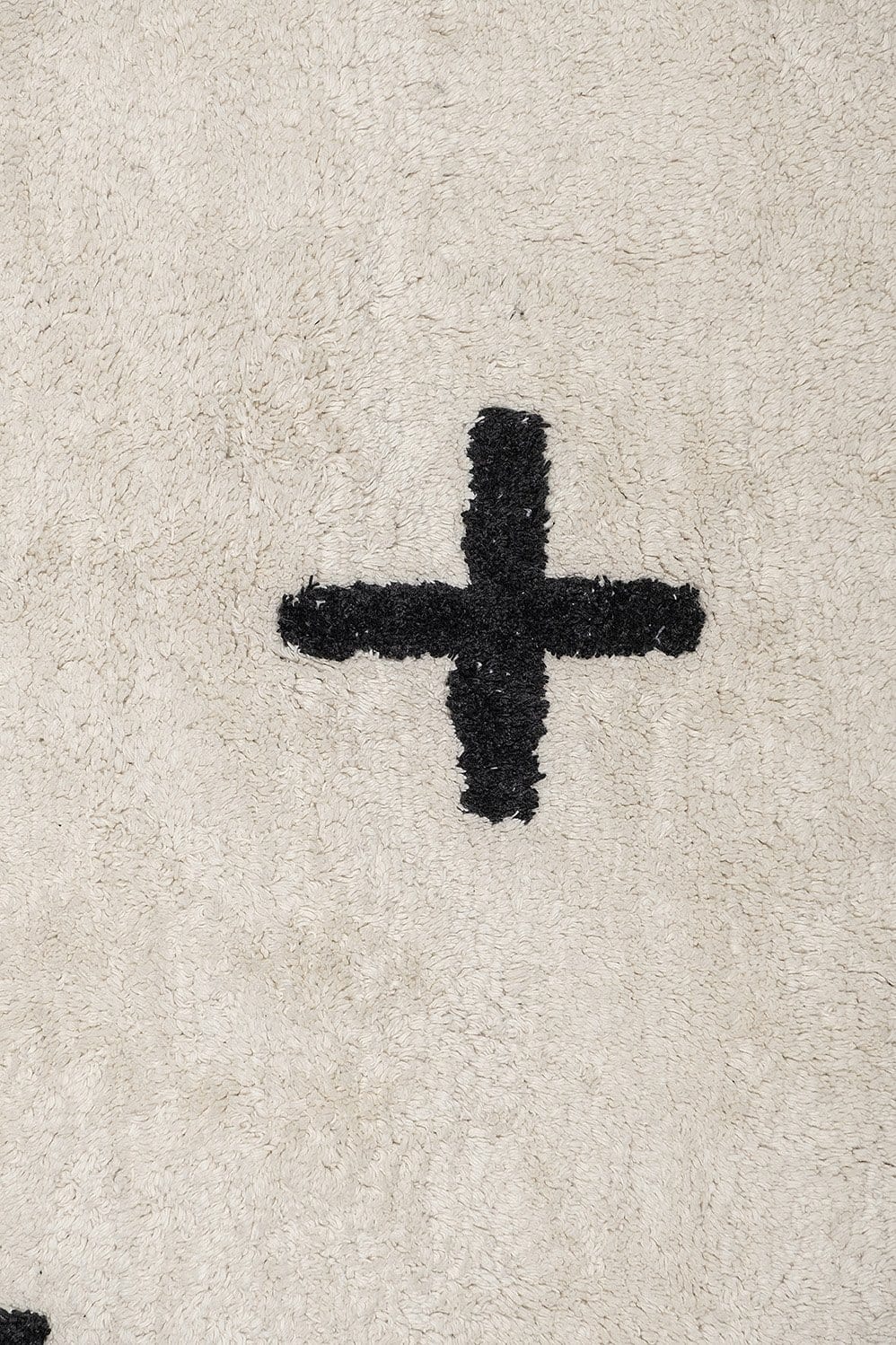 Zelia Black and Ivory Minimal Washable Berber Rug