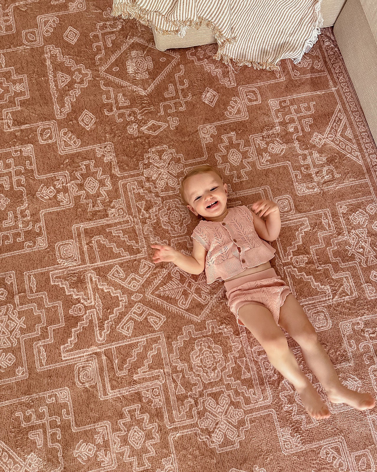 Zell Teracotta Brown Plush Rollie Pollie Playmat