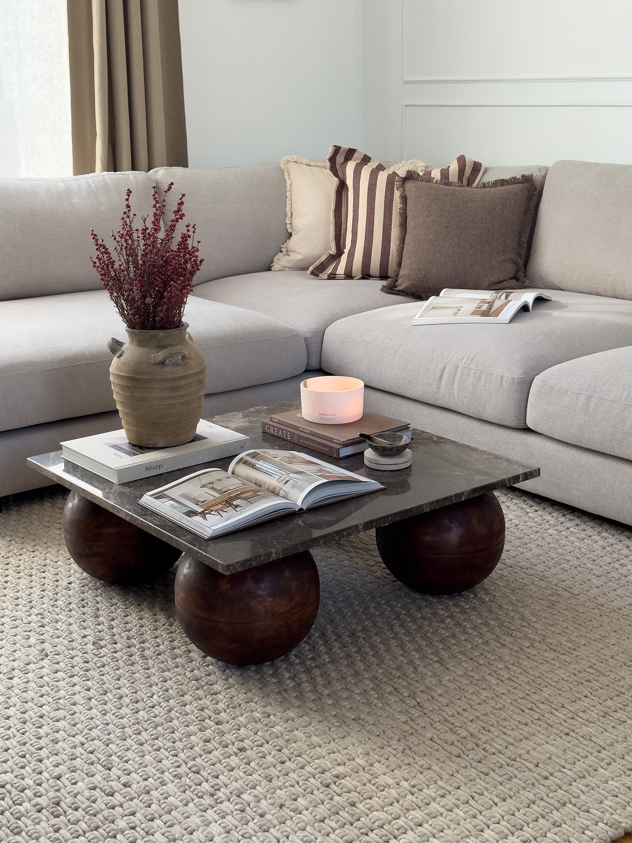 Zilya Beige Chunky Wool Rug