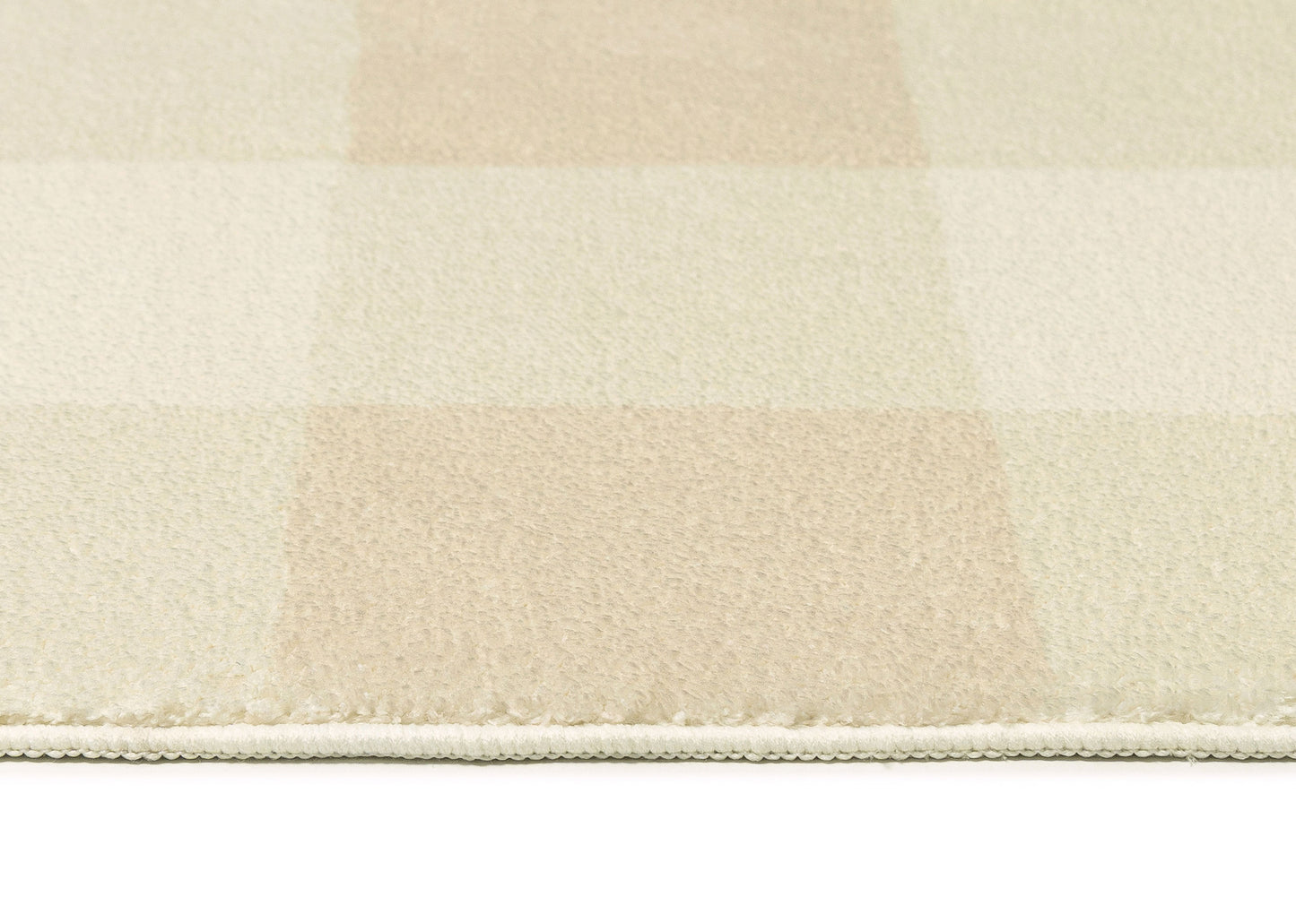Zira Neutral Beige Gingham Washable Rug