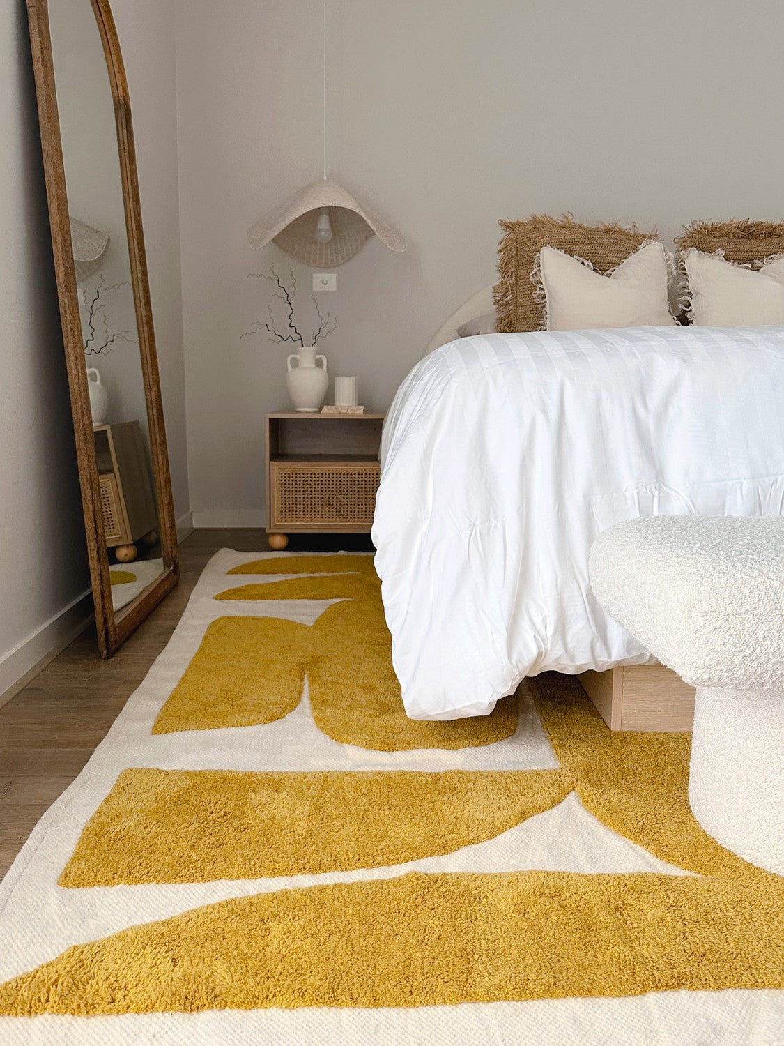 Zulema Mustard Abstract Washable Wool Rug